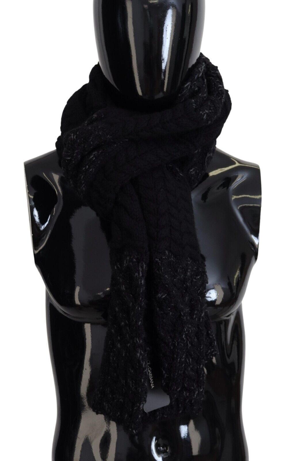 Black Knitted Men Neck Wrap Shawl Scarf