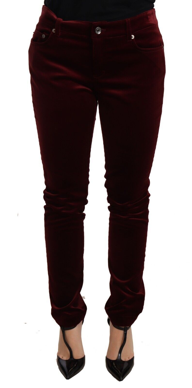 Red Velvet Skinny Trouser Cotton Stretch Pants