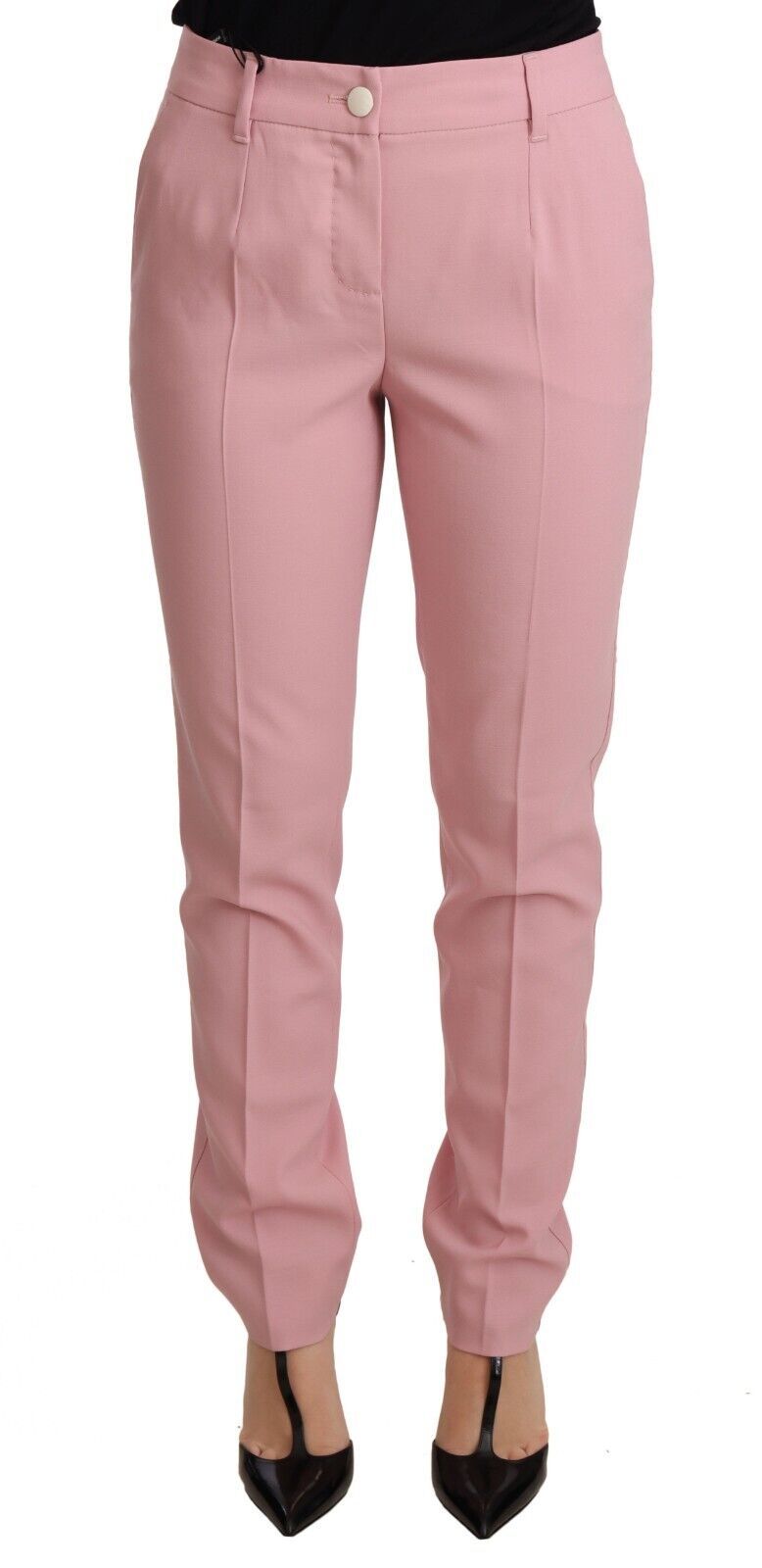 Pink Women Trouser Virgin Wool Stretch Pants