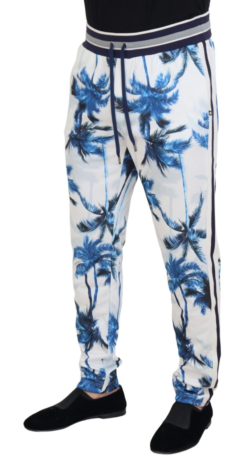 White Palm Tree Print Men Trouser Pants