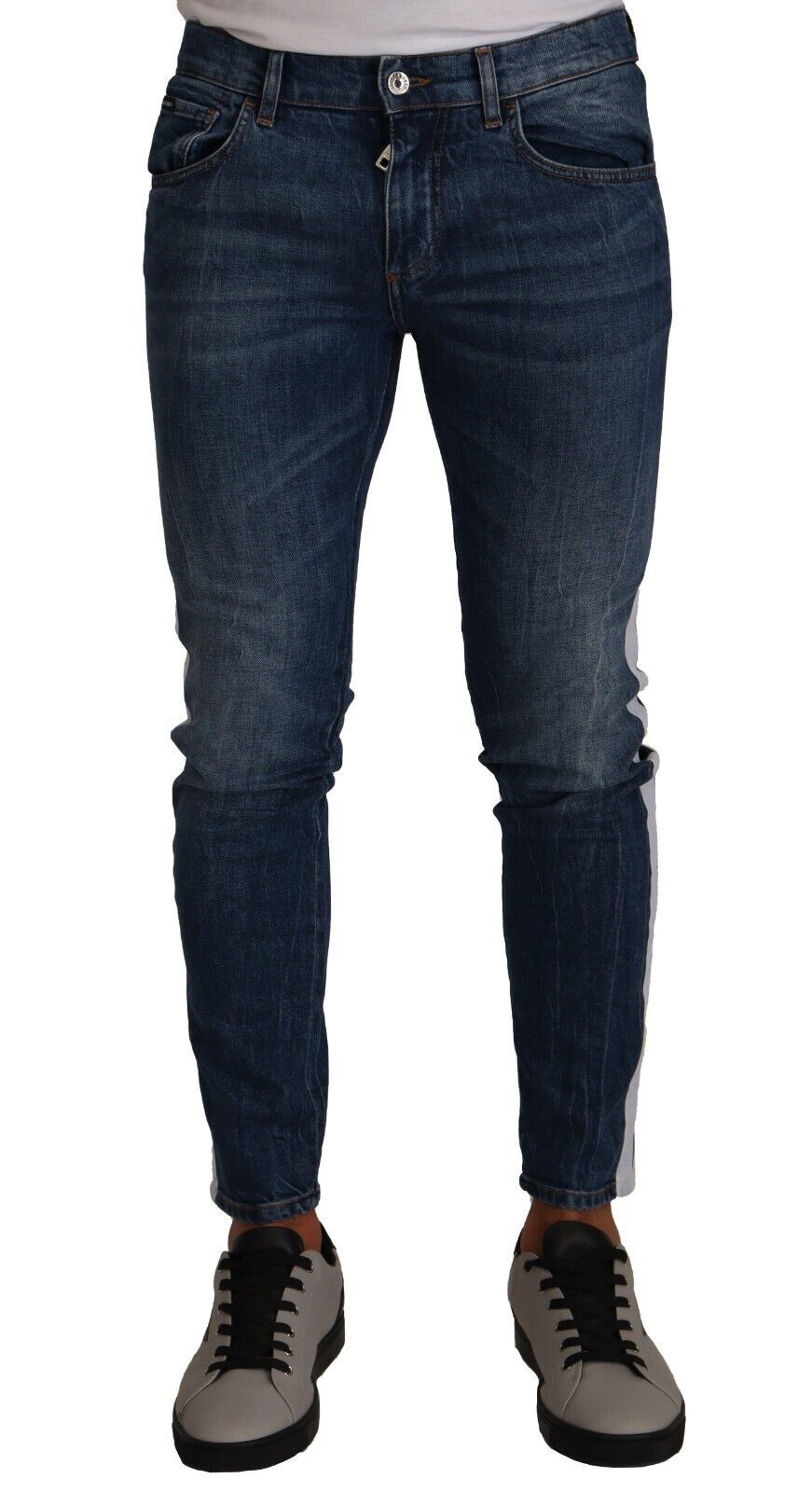 Blue Washed Cotton Skinny Denim Jeans