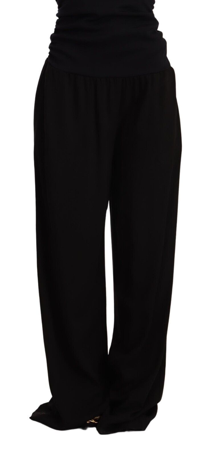 Black High Waist Straight Long Dress Trouser Pants
