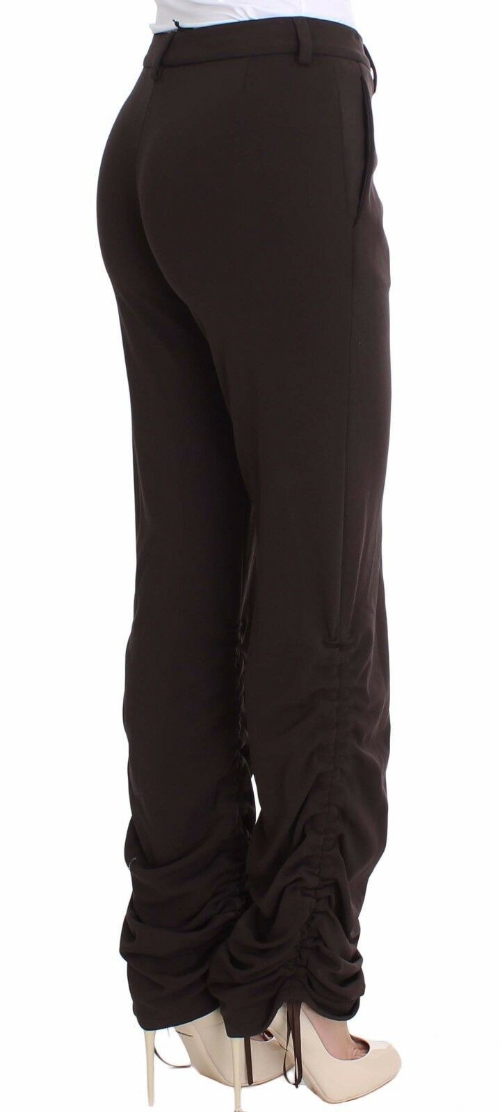 Brown Stretch Casual Trousers Pants