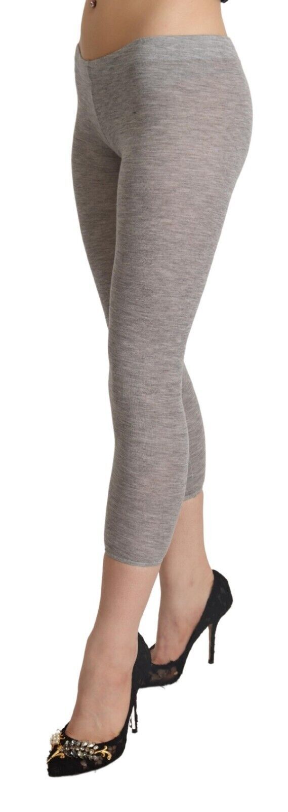 Gray Modal Low Waist Cropped Leggings Slim Pants