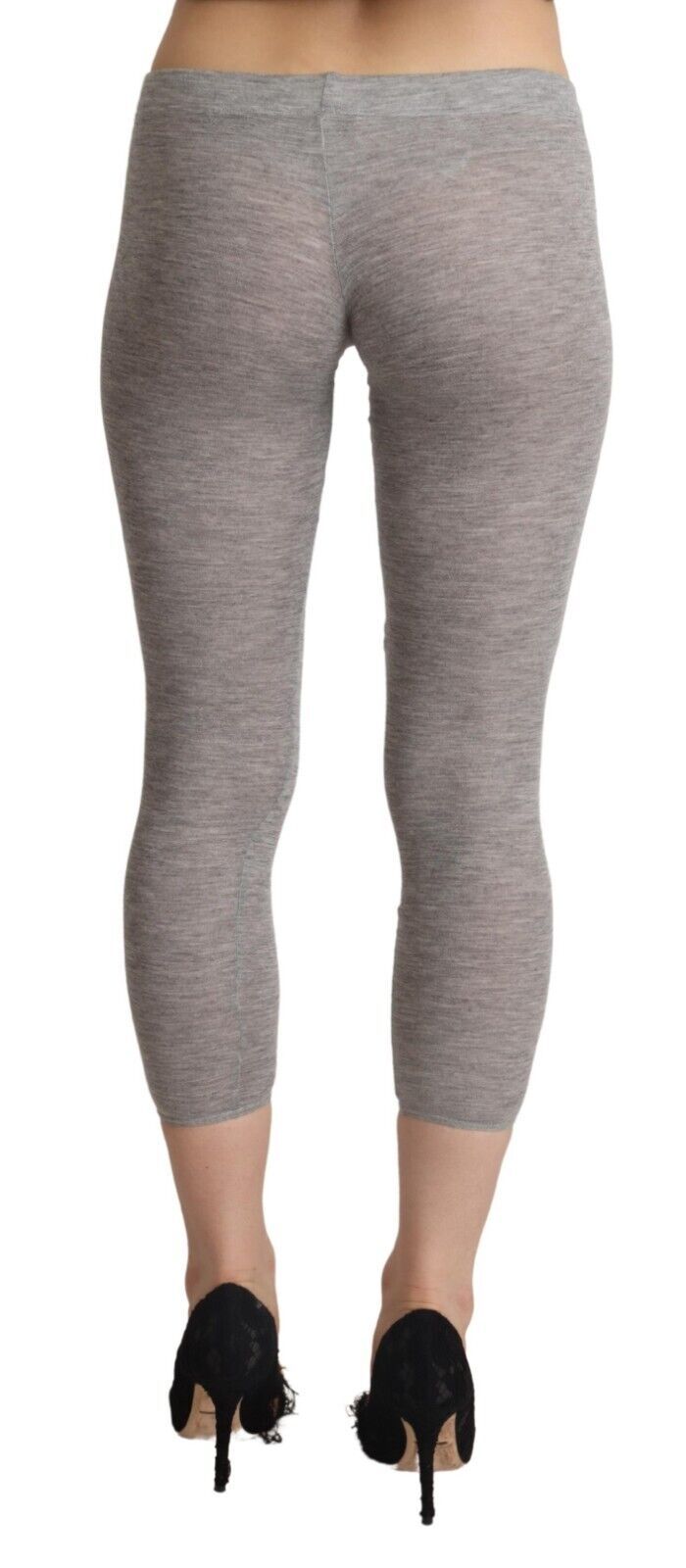 Gray Modal Low Waist Cropped Leggings Slim Pants