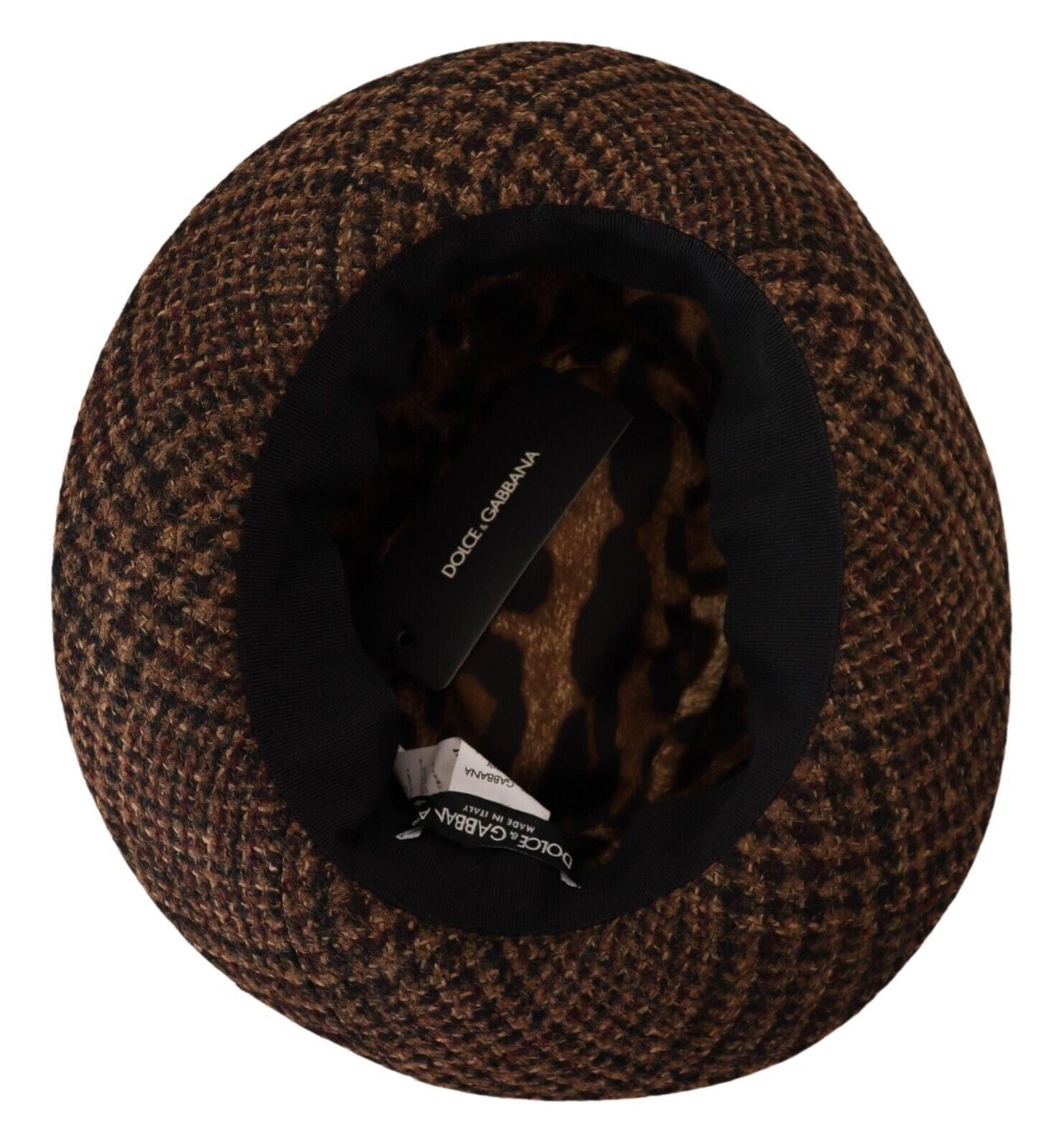 Brown Tweed Wool Logo Fedora Trilby Hat