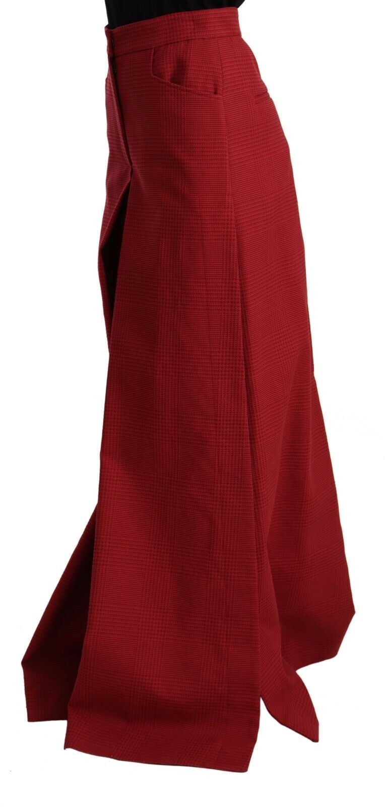 Red Cotton High Waist Wide Leg Pants