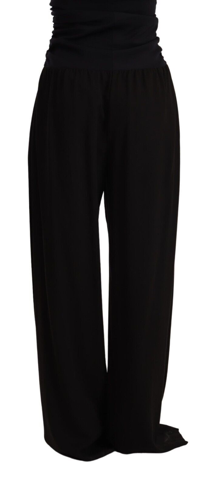 Black High Waist Straight Long Dress Trouser Pants