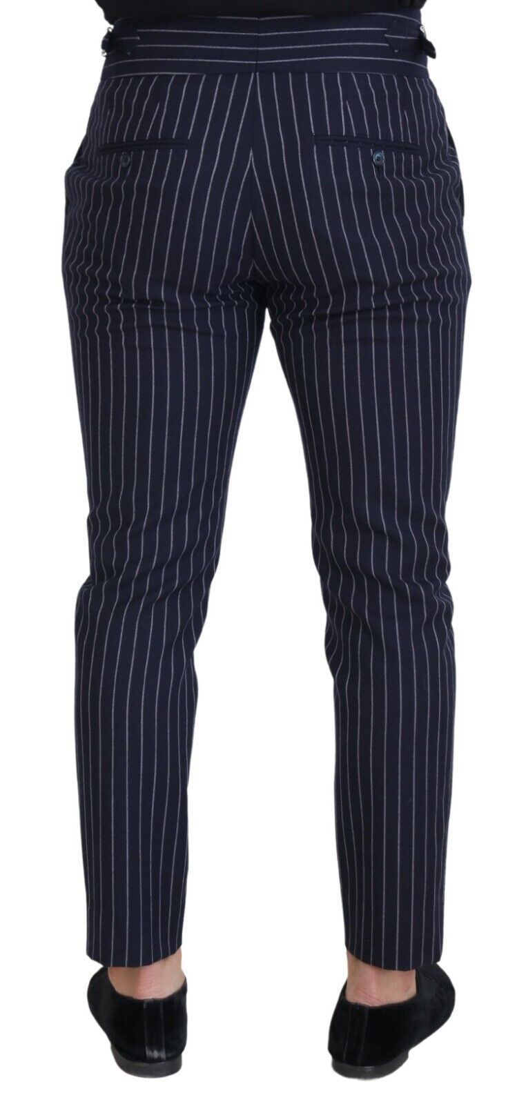 Blue Wool Striped Men Formal Trouser Pants