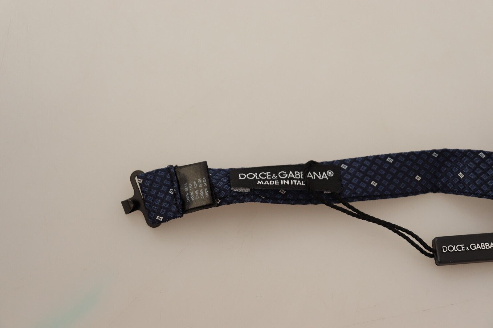 Dark Blue Patterned Adjustable Neck Papillon Bow Tie