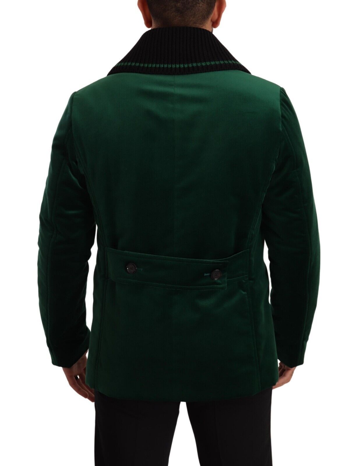 Green Velvet Cotton Double Breasted Jacket