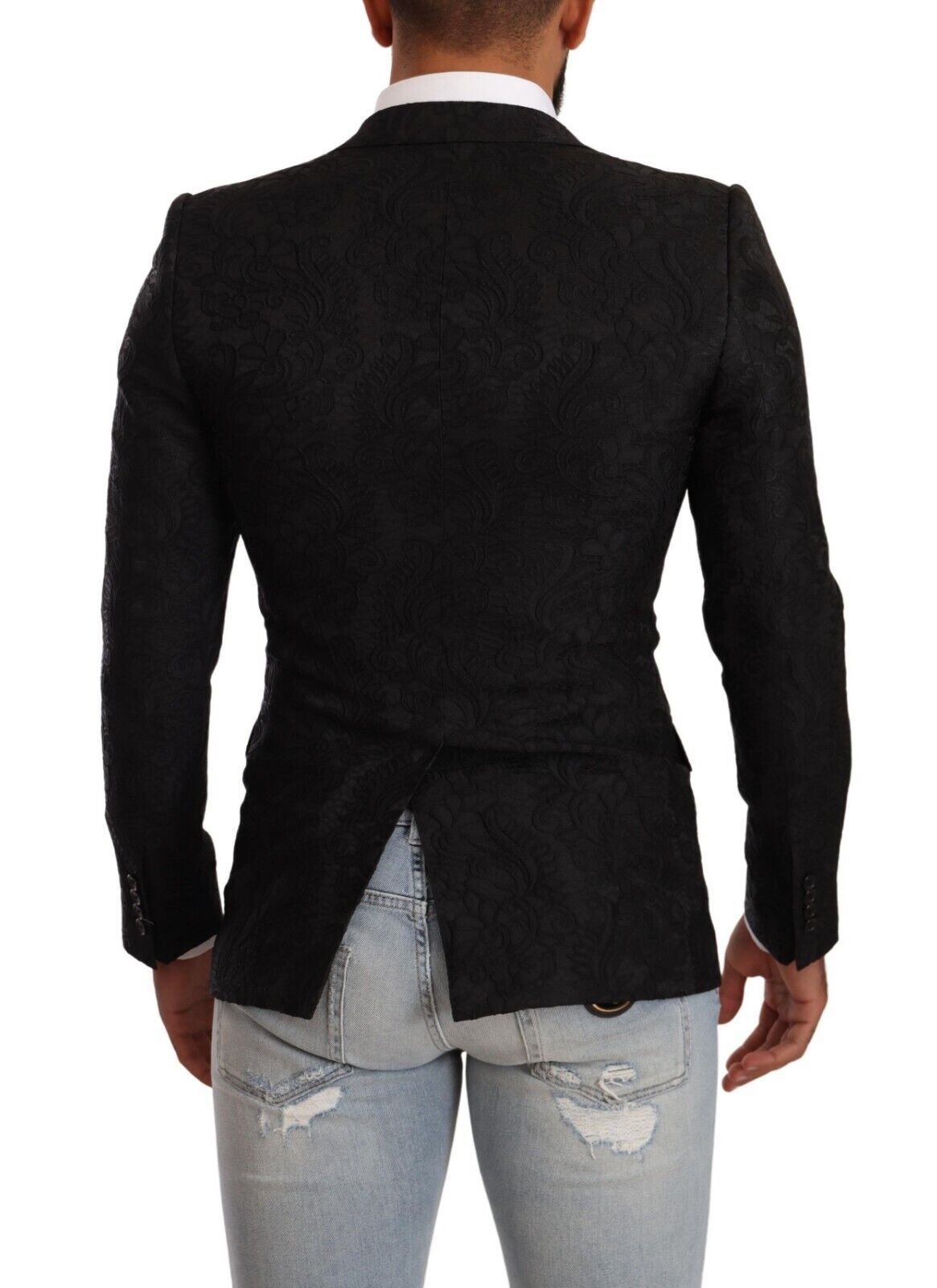 Black Brocade Two Button Suit MARTINI Jacket