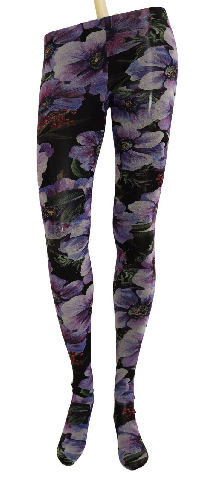 Black Floral Print Tights Nylon Stockings