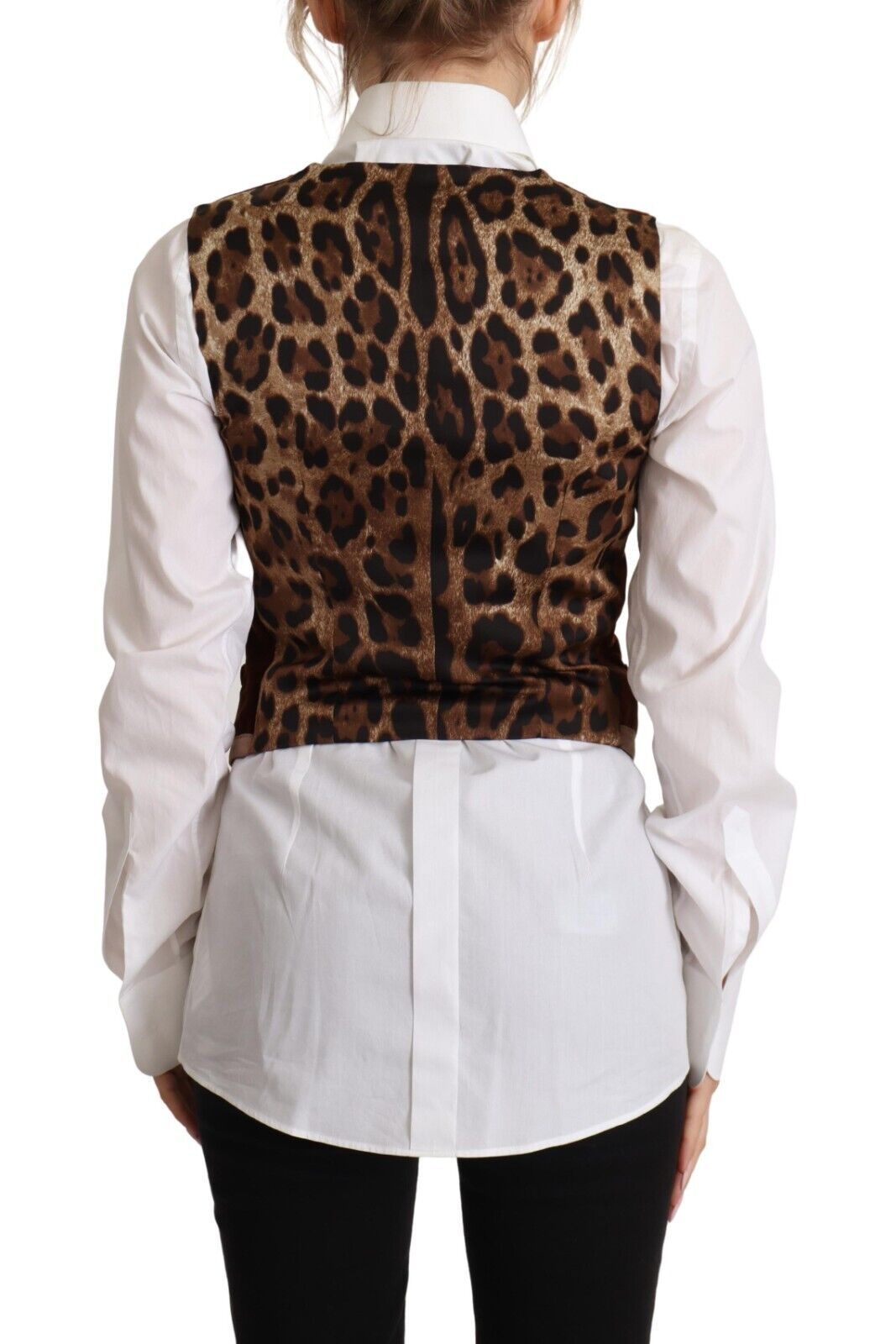 Brown Corduroy Leopard V-neck Sleeveless Vest Top