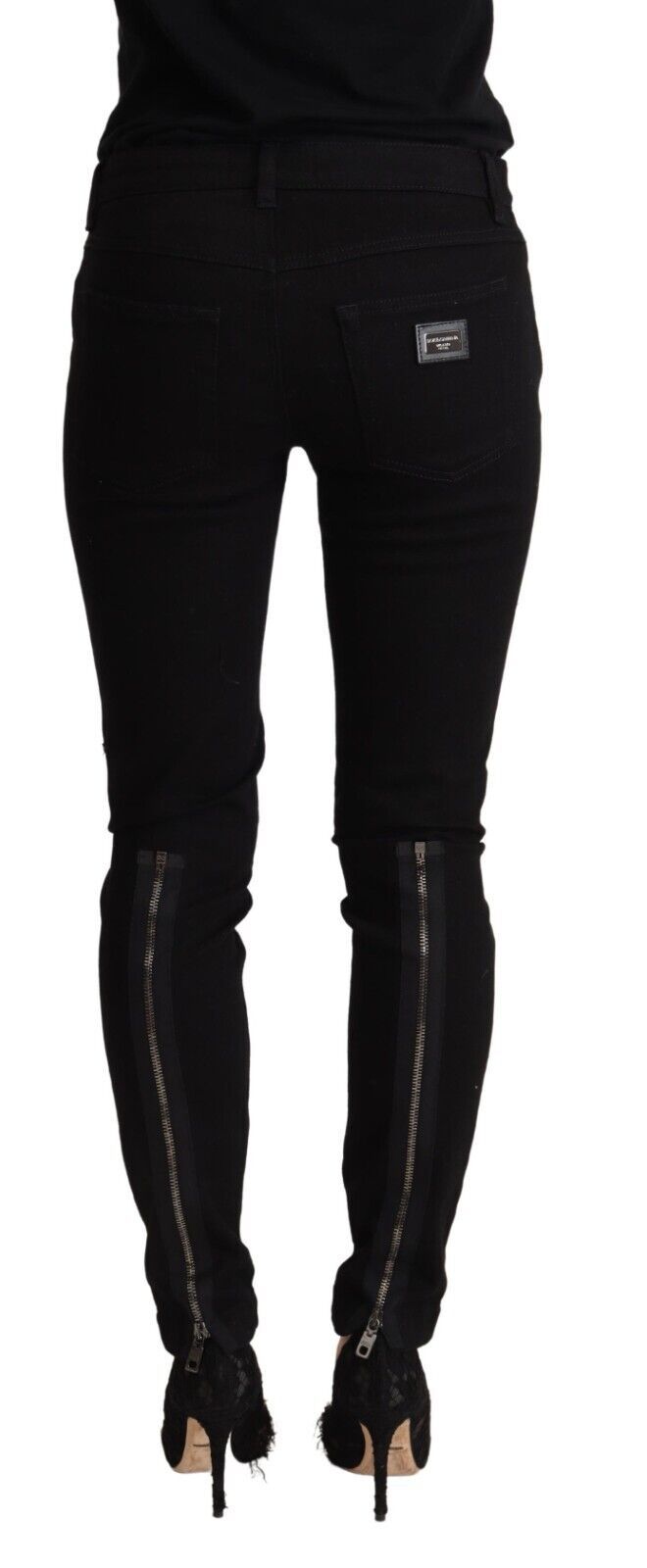 Black Cotton Low Waist Denim Pretty Slim Fit Jeans