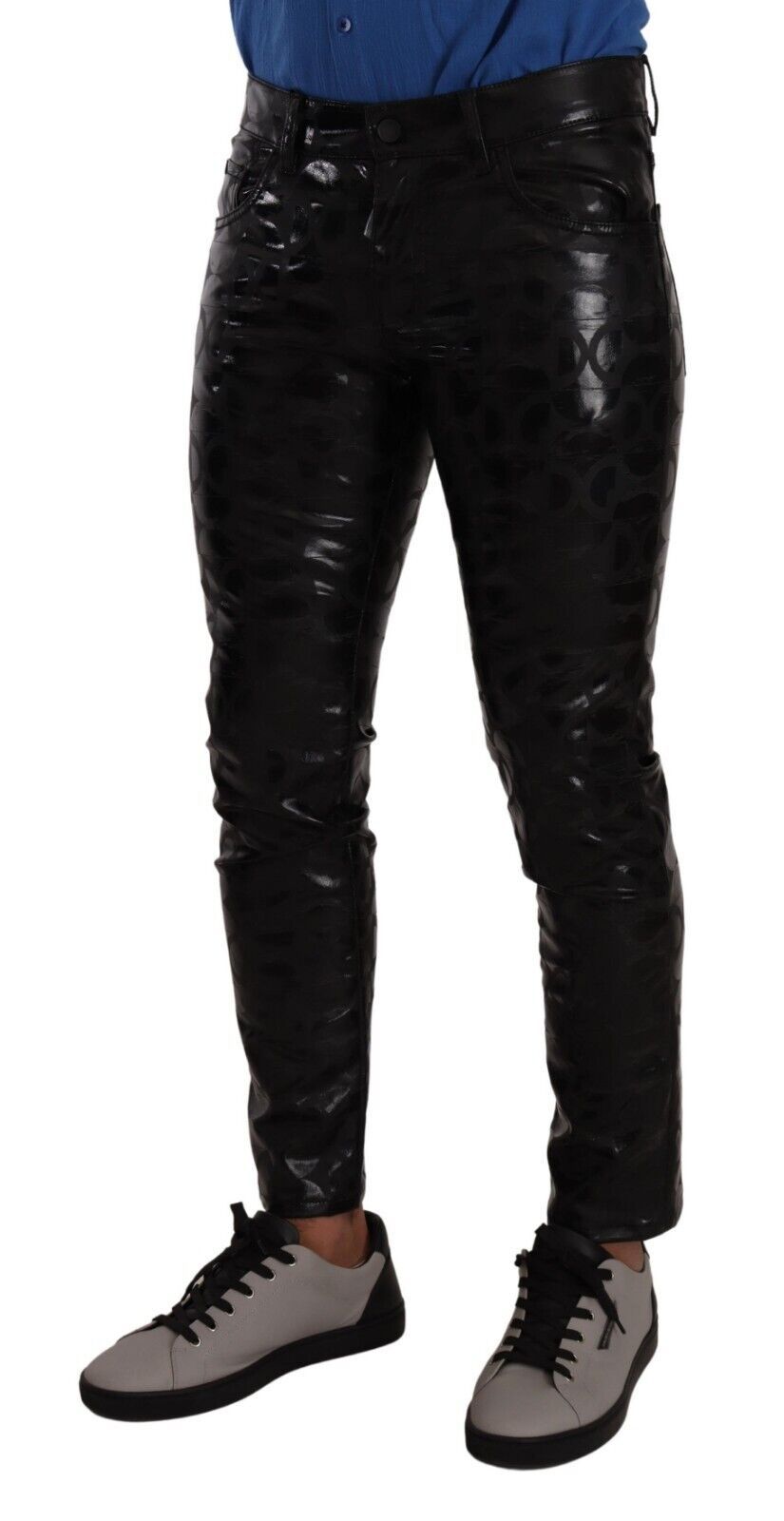 Black Logo Cotton Stretch Skinny Pants