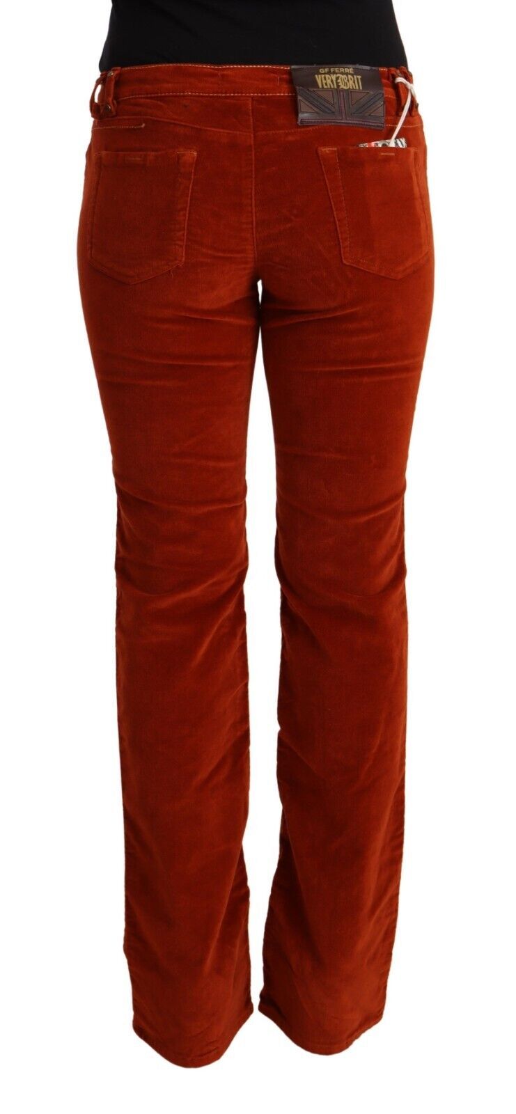 Red Cotton Low Waist Straight Casual Jeans
