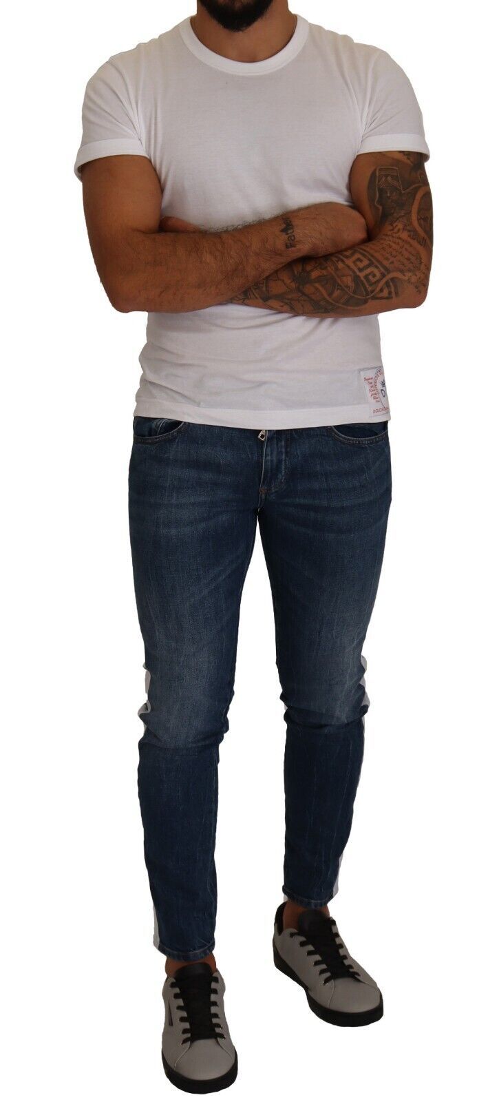 Blue Washed Cotton Skinny Denim Jeans