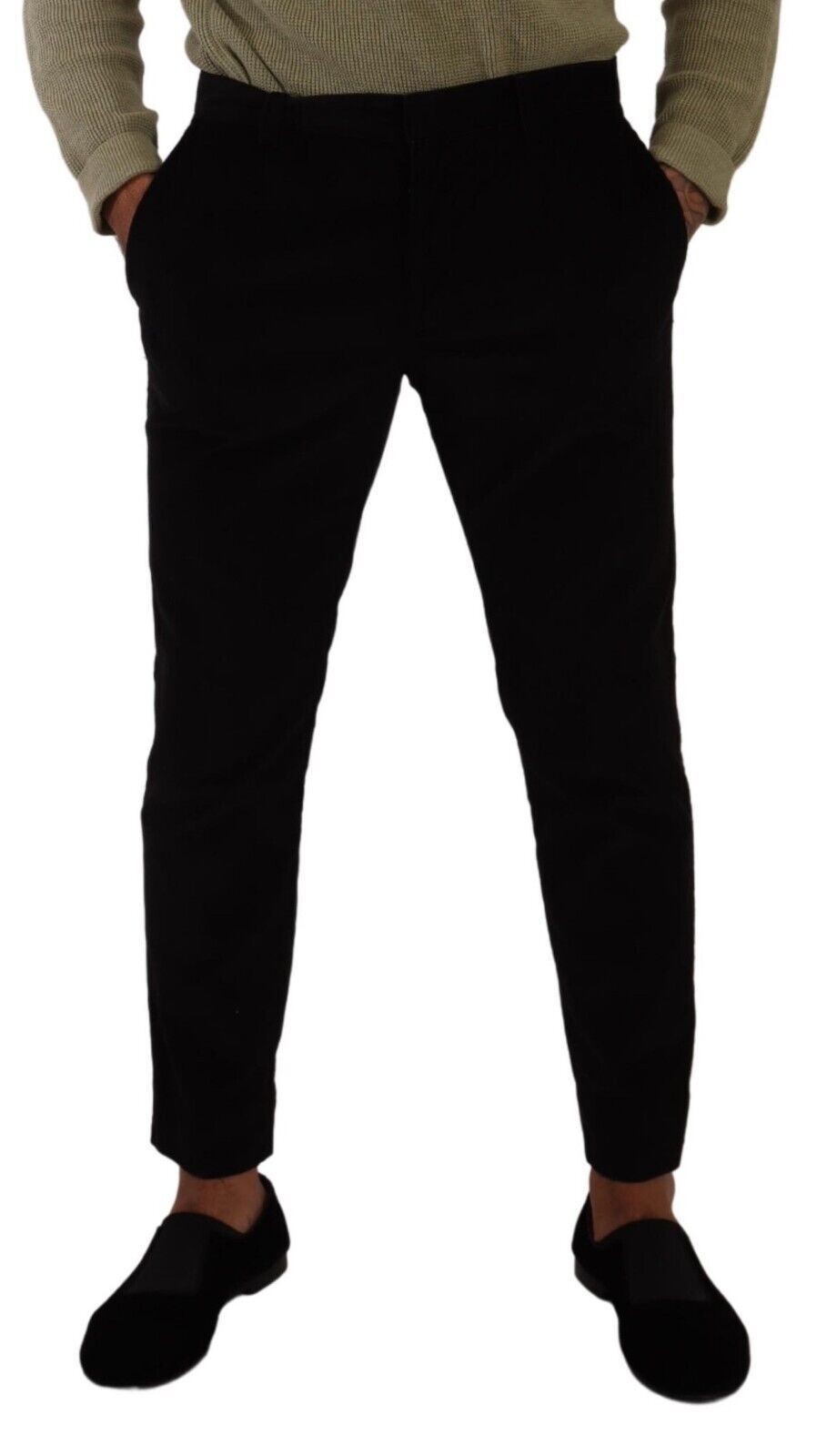 Black Cotton Corduroy Skinny Trouser Pants