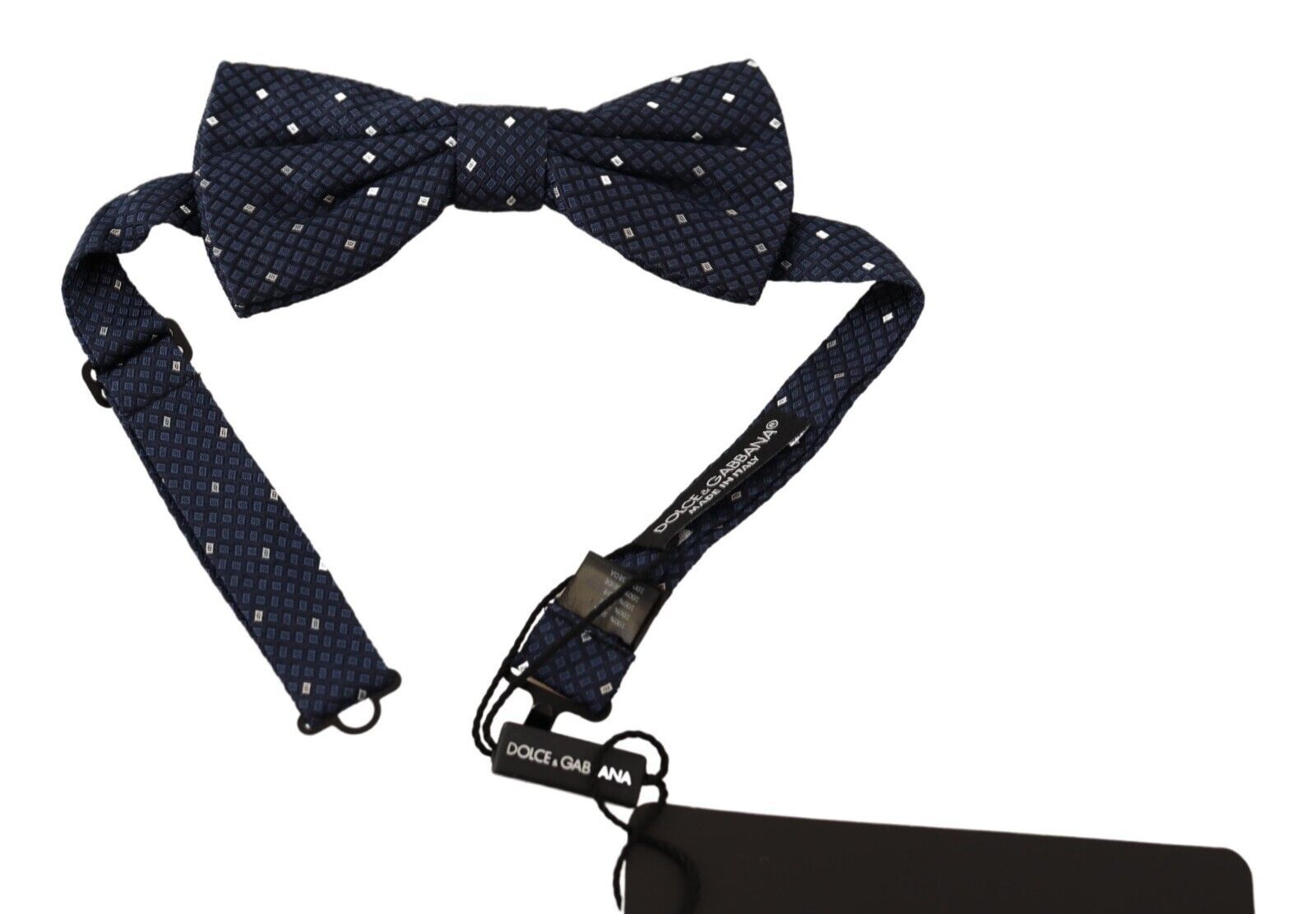 Dark Blue Patterned Adjustable Neck Papillon Bow Tie