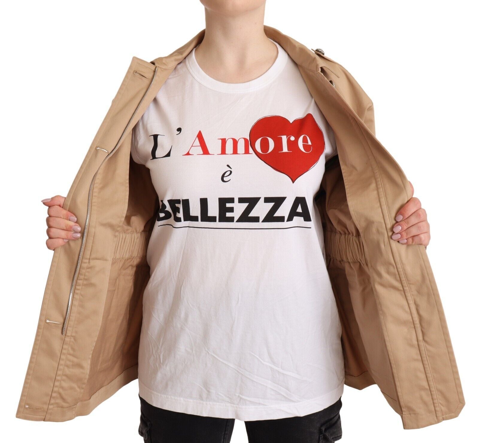 Beige Cotton Long Sleeves Collared Coat Jacket