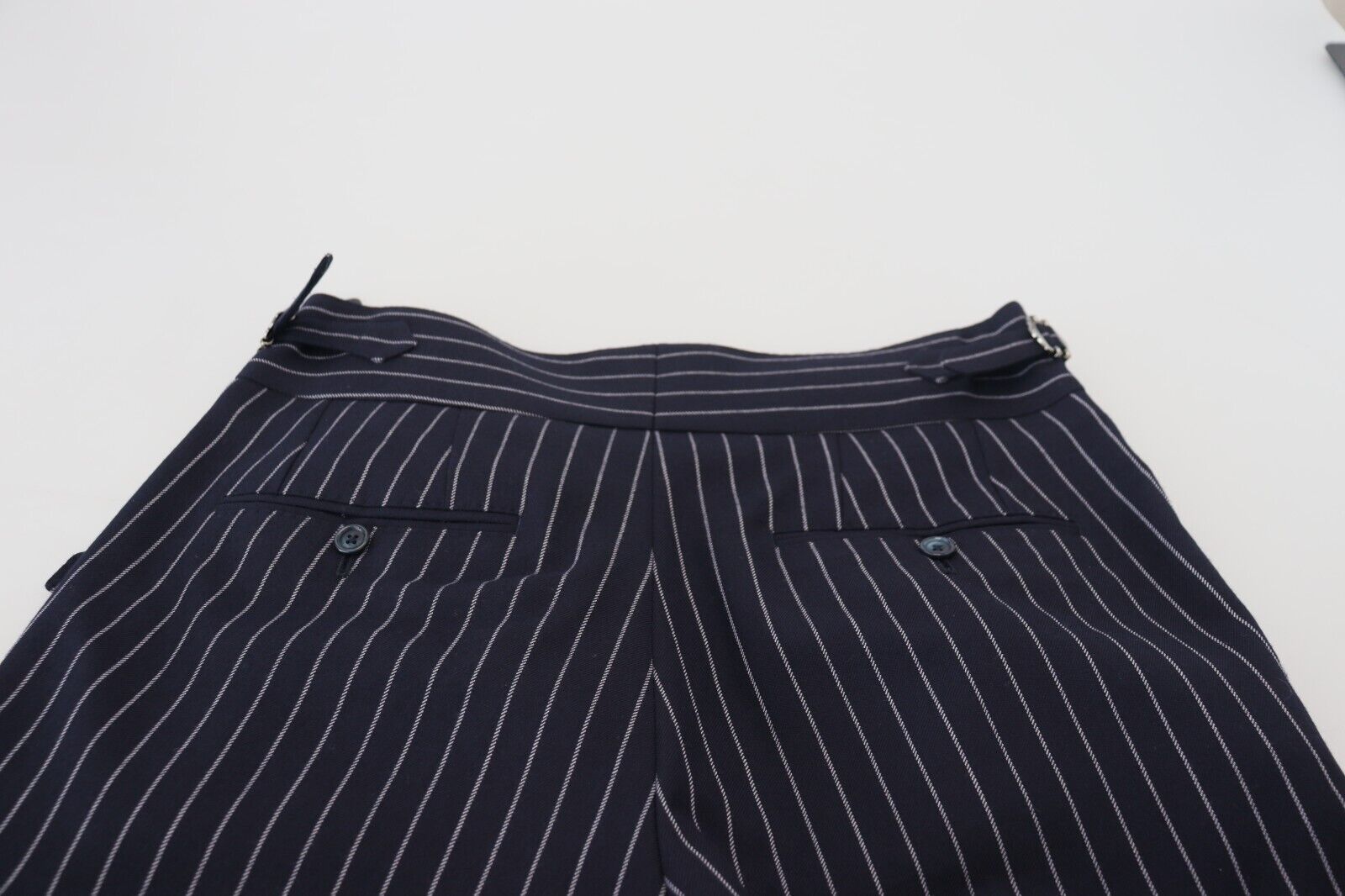 Blue Wool Striped Men Formal Trouser Pants