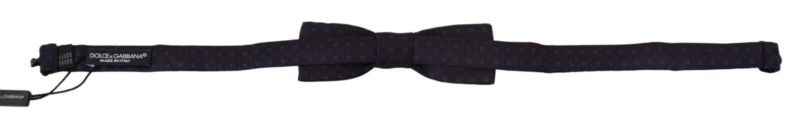 Blue Silk Patterned Necktie Men Accessory Bow Tie