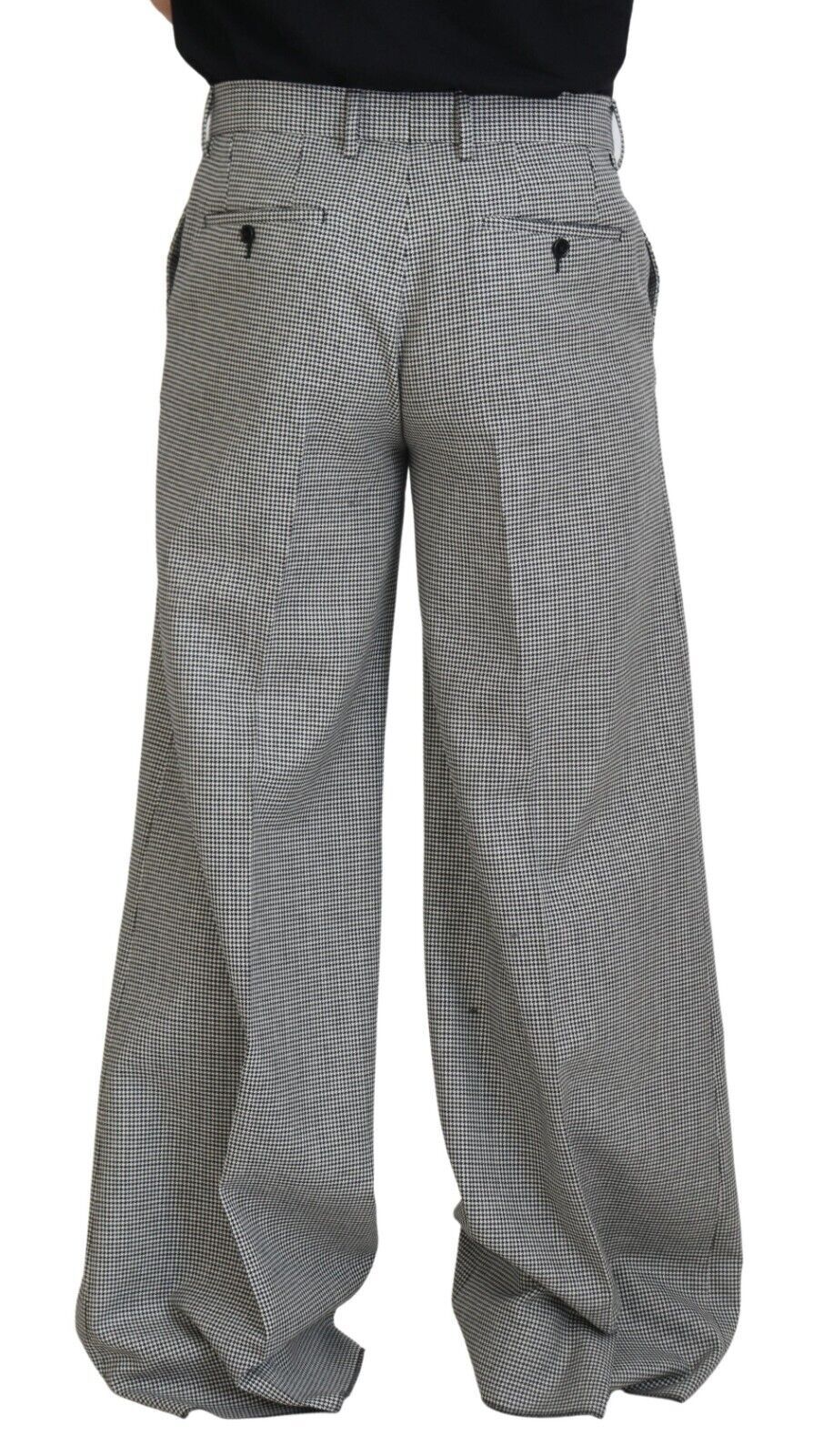Black White Checked Men Wide Trouser Pants