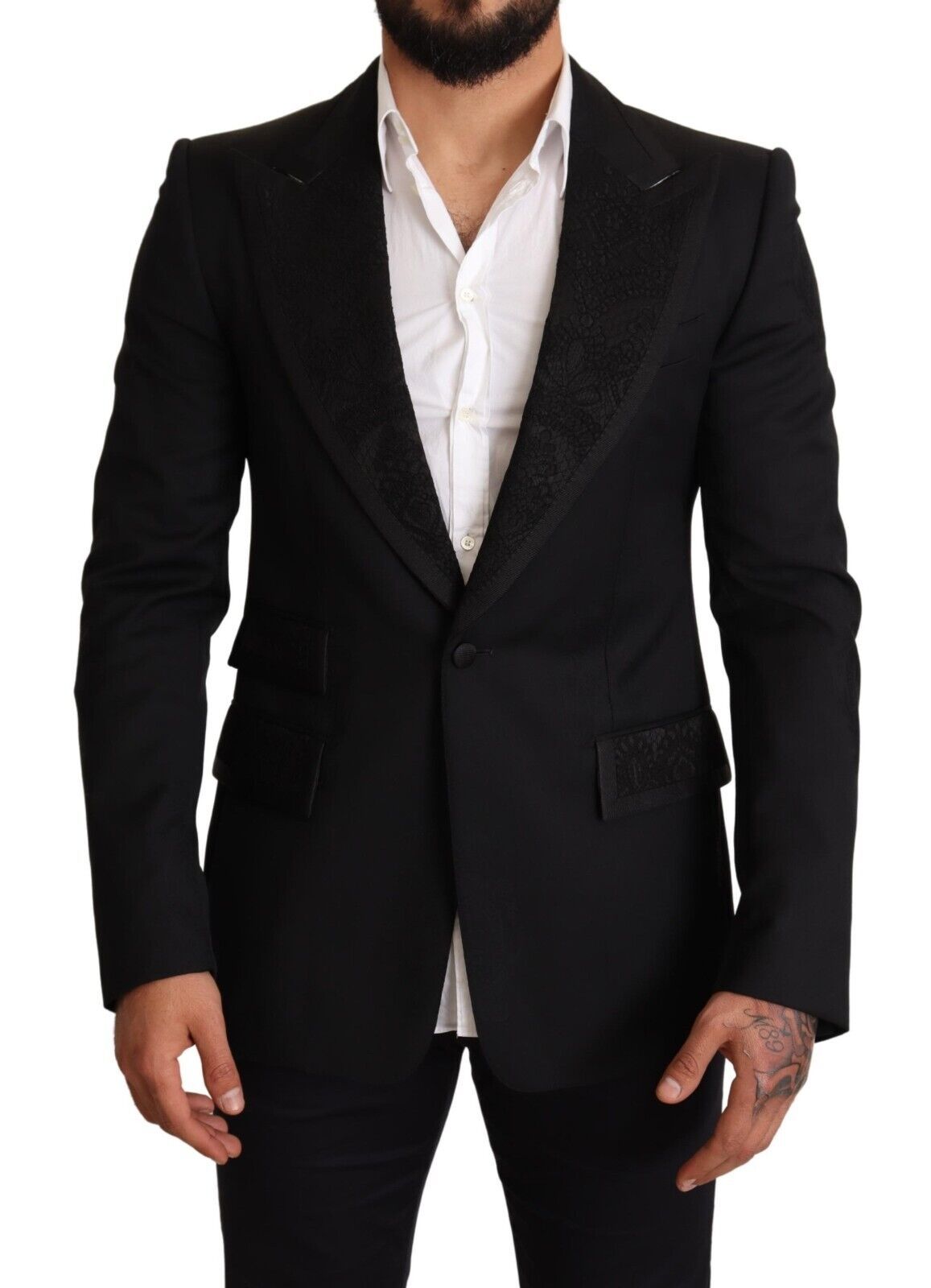 Black Slim Fit One Button Blazer Jacket