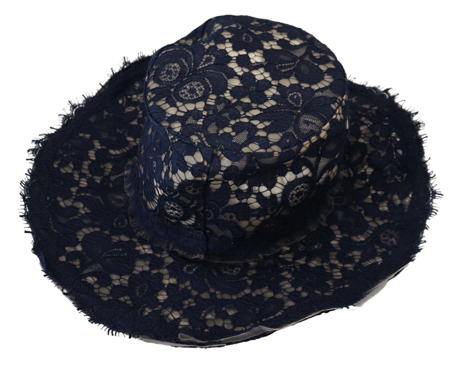 Blue Floral Lace Wide Brim Floppy Hat