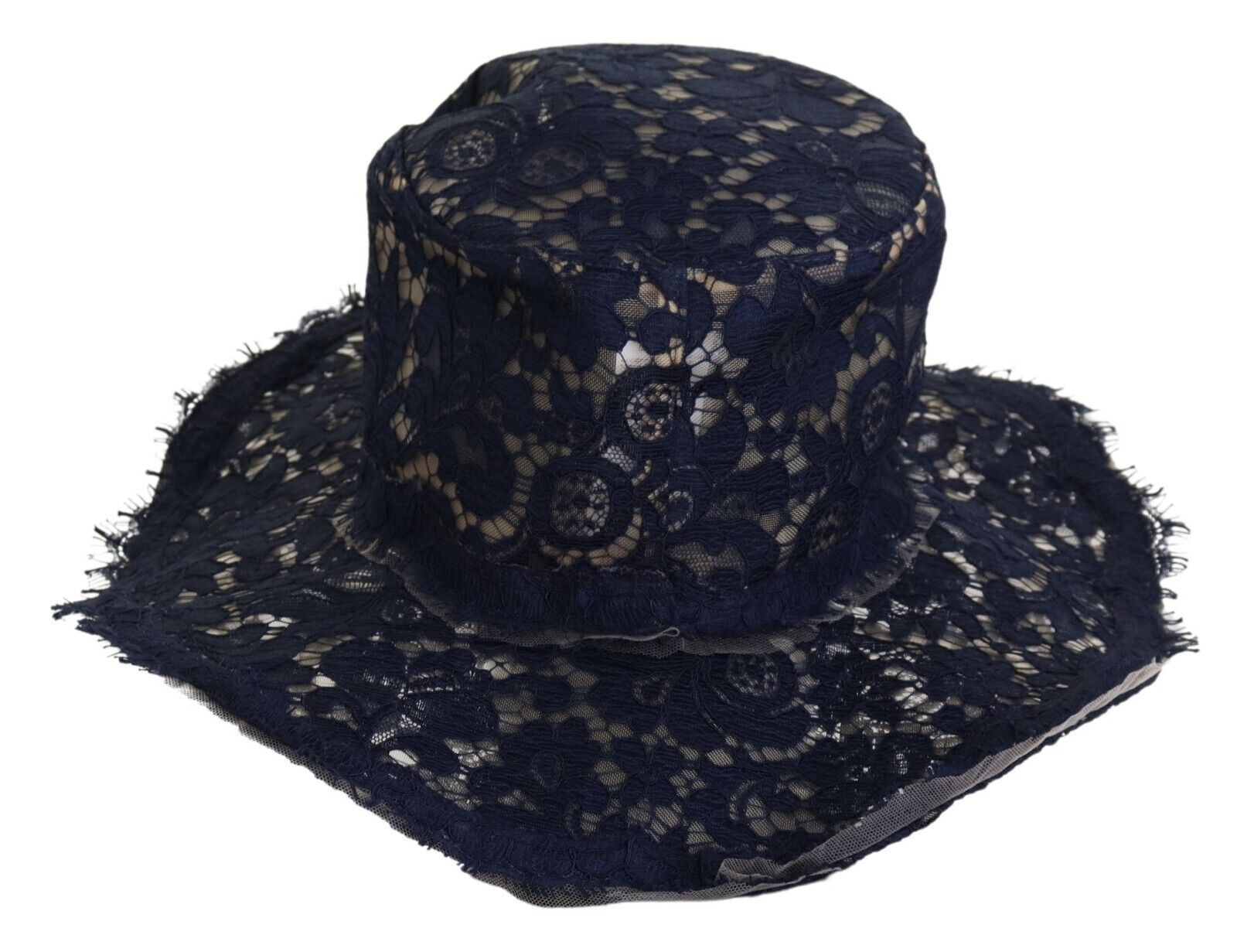 Blue Floral Lace Wide Brim Floppy Hat