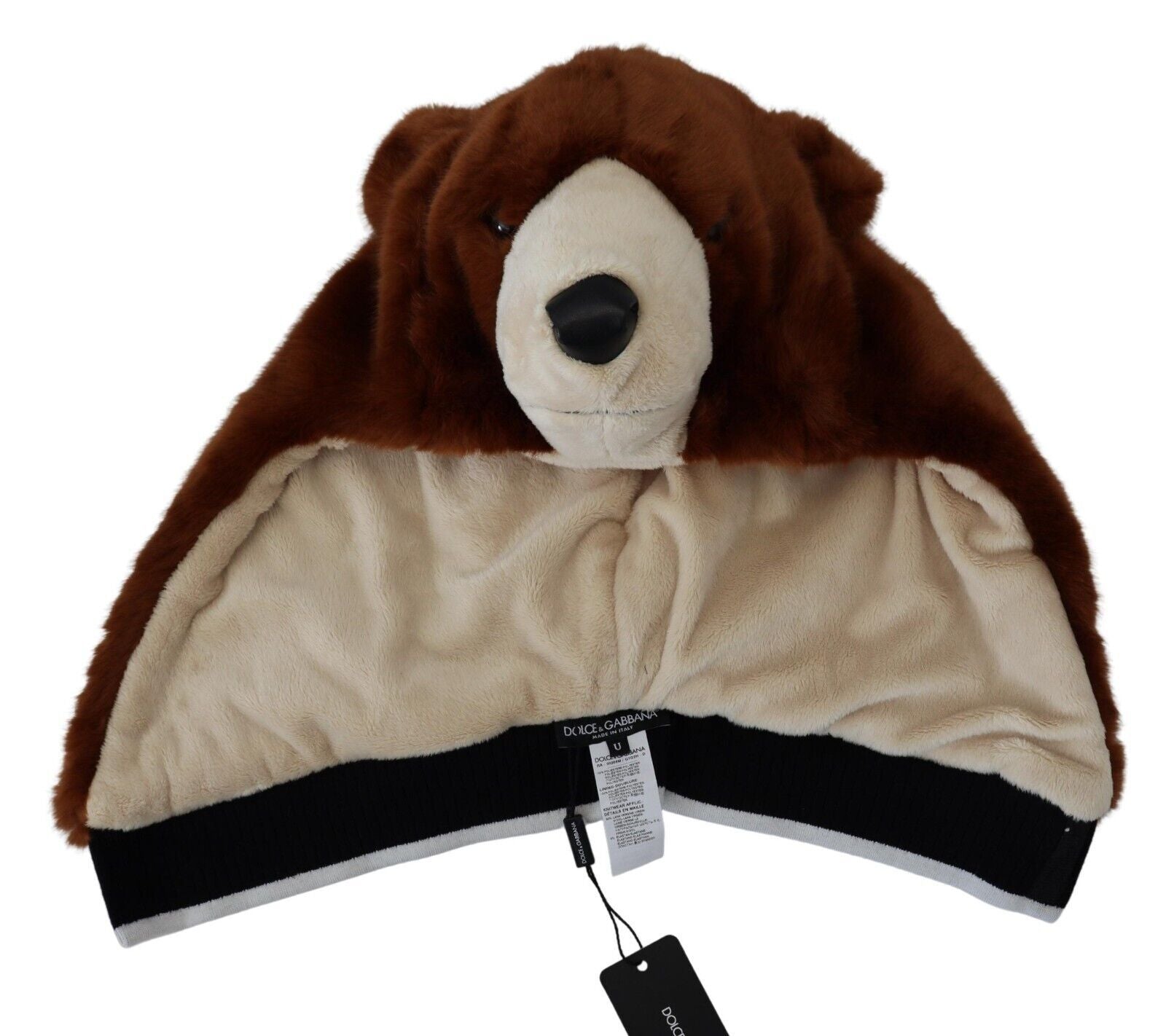 Brown Bear Fur Whole Head Cap One Size Polyester Hat