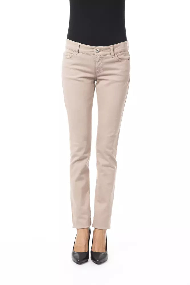 Beige Cotton Jeans & Pant