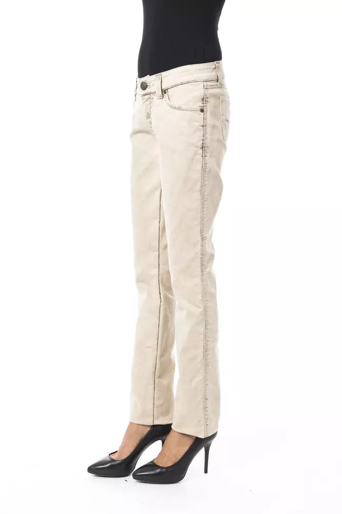 Beige Cotton Jeans & Pant