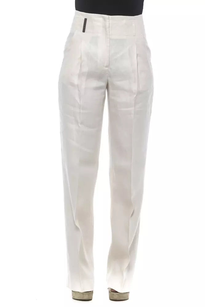 Beige/White Flax Jeans & Pants