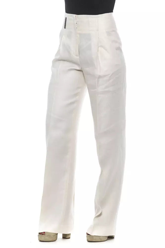 Beige/White Flax Jeans & Pants