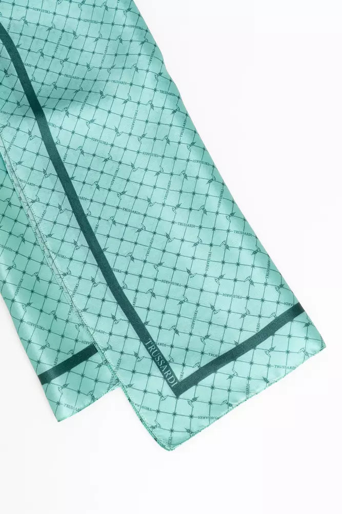 Light Blue Silk Print Scarf