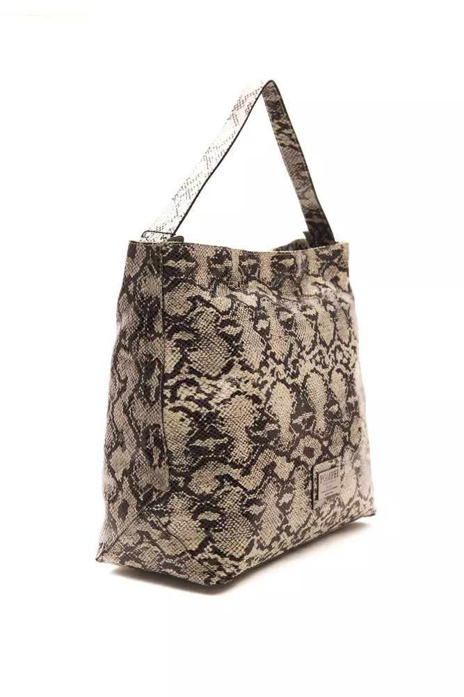 Gray Leather Shoulder Bag