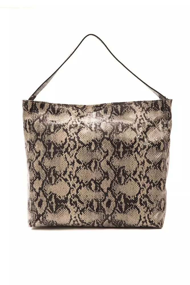 Gray Leather Shoulder Bag