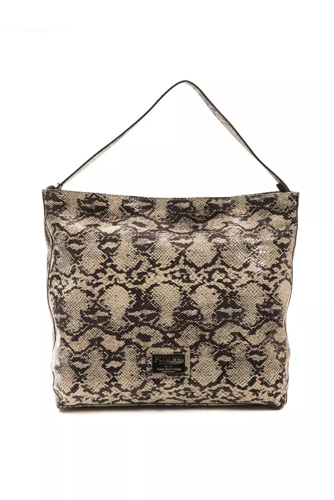 Gray Leather Shoulder Bag