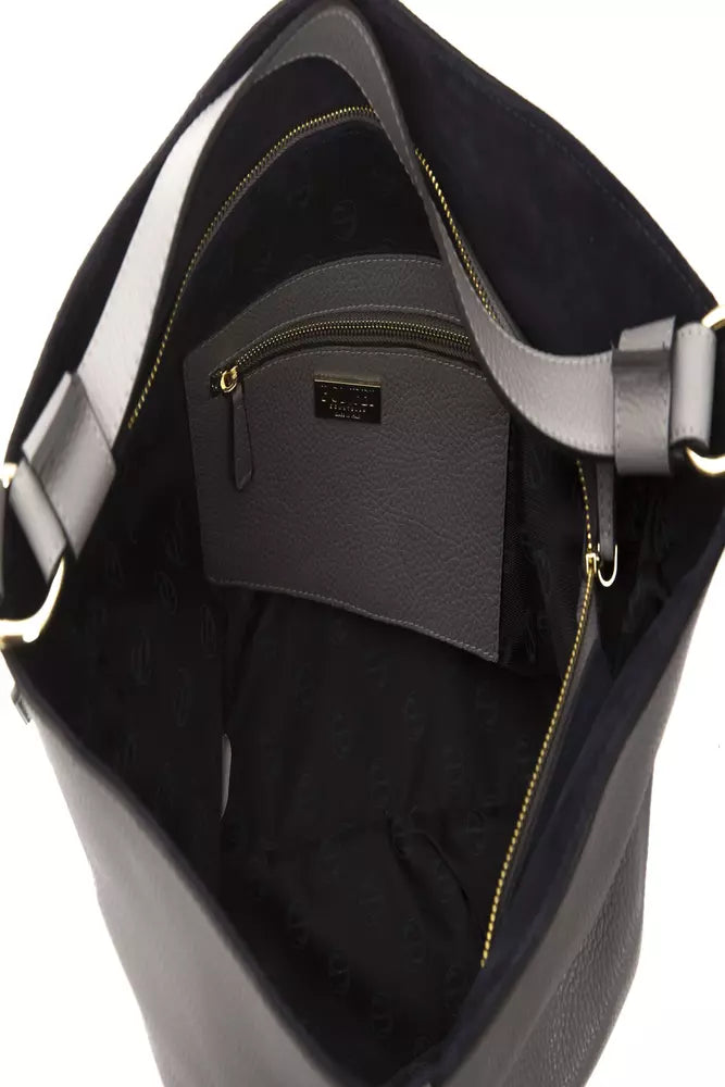 Gray Leather Shoulder Bag