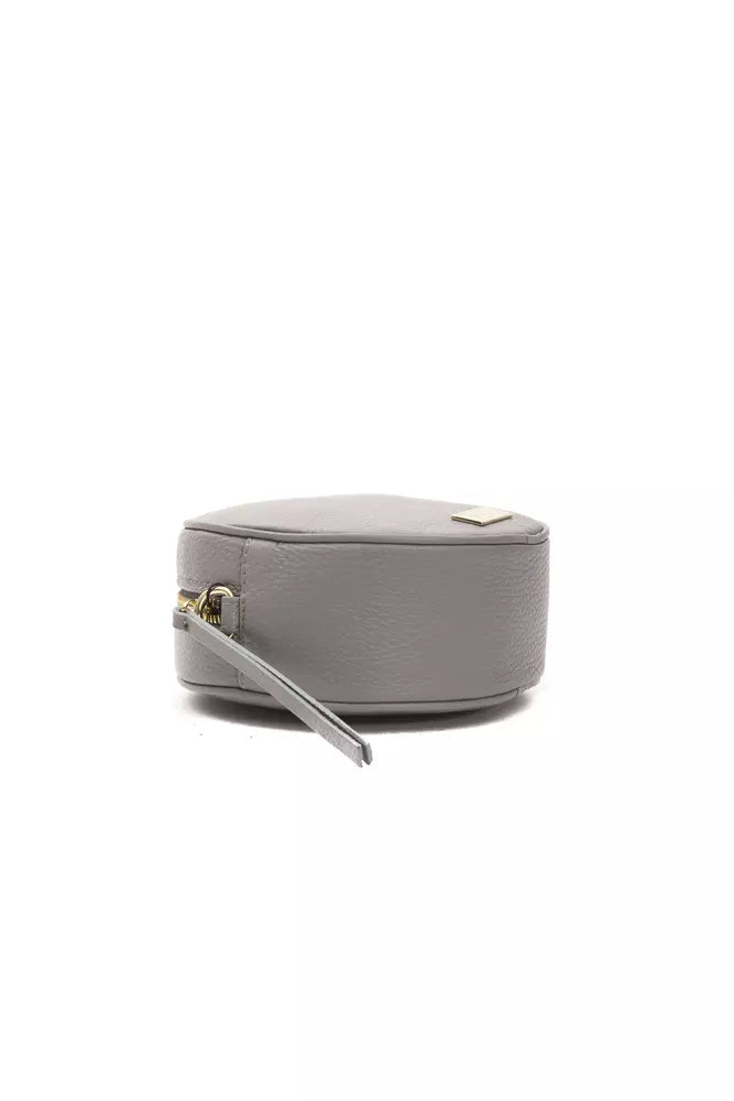Gray Leather Crossbody Bag