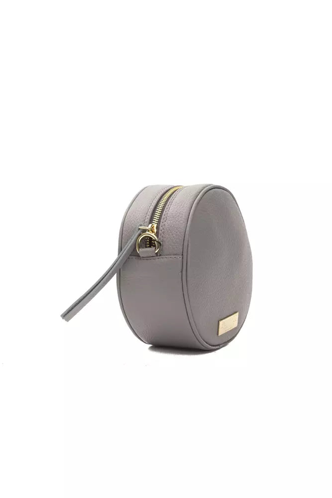Gray Leather Crossbody Bag
