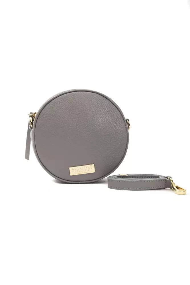 Gray Leather Crossbody Bag