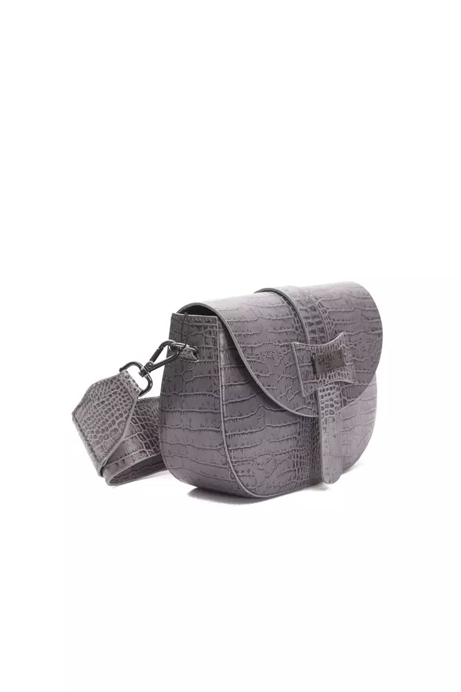 Gray Leather Crossbody Bag