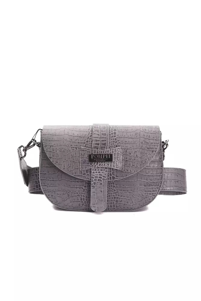 Gray Leather Crossbody Bag