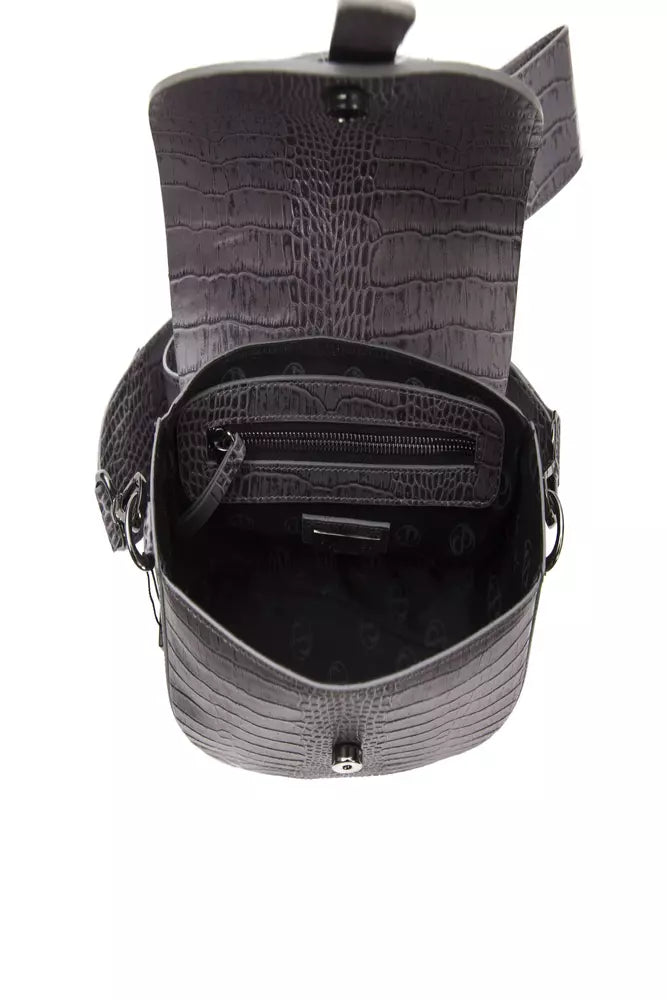 Gray Leather Crossbody Bag