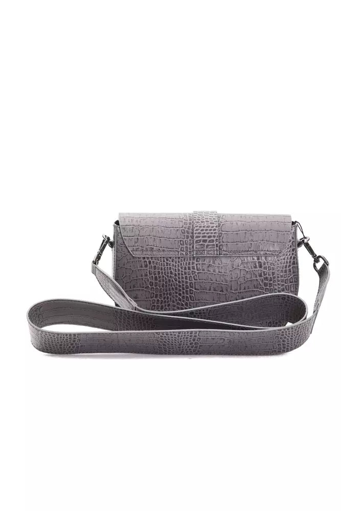 Gray Leather Crossbody Bag