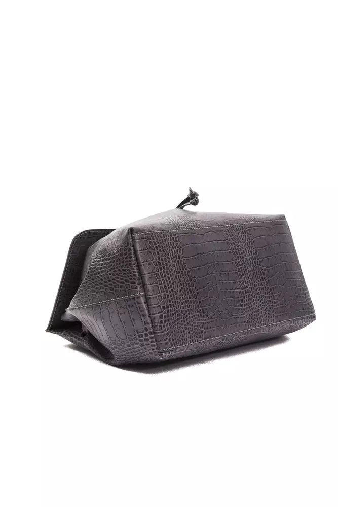 Gray Leather Handbag