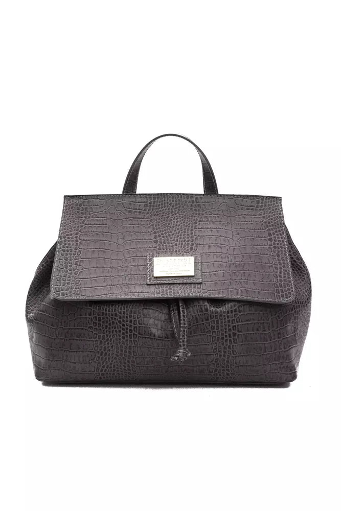 Gray Leather Handbag